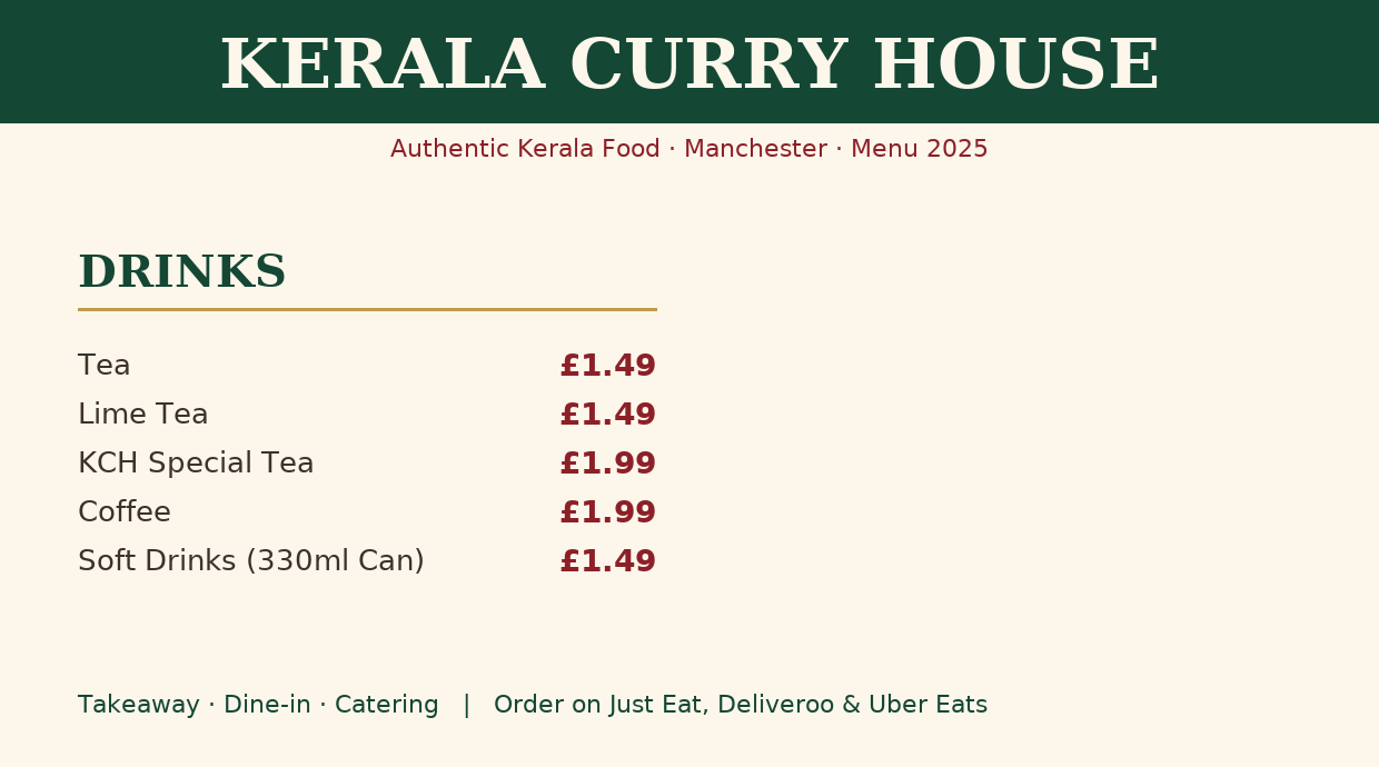 Kerala Curry House menu 2025, page 3 of 3 — authentic Kerala food prices in Manchester